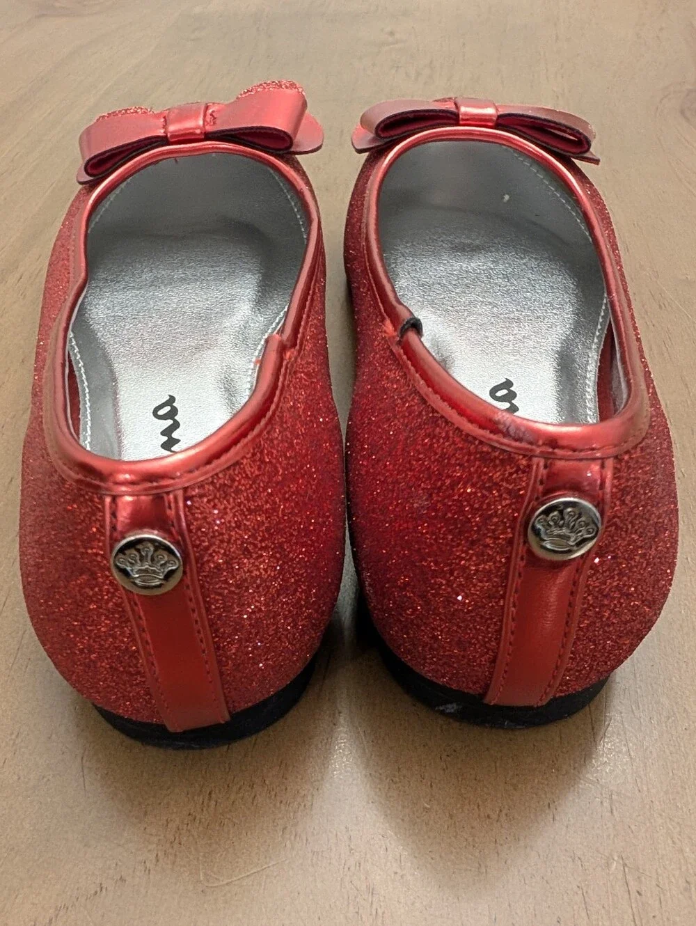 Nina Red Glitter Bow Ballerina Flats Little Girl Size 3 NWOT Never Worn